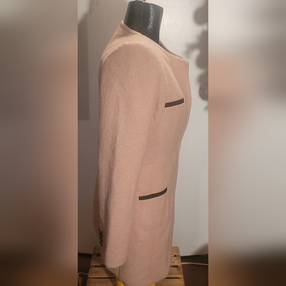 Pink Martini Collection Pale Rose Wool Blend Long Blazer M - Picture 3 of 7
